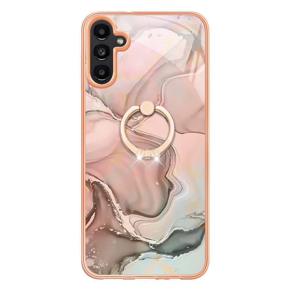 YB IMD Series-17 Style-E For Samsung Galaxy A55 5G Case 2.0mm TPU Marble Phone Cover with Ring Holder - Pink YB IMD Series-17 Style-E For Samsung Galaxy A55 5G Case 2.0mm TPU Marble Phone Cover with Ring Holder - Pink